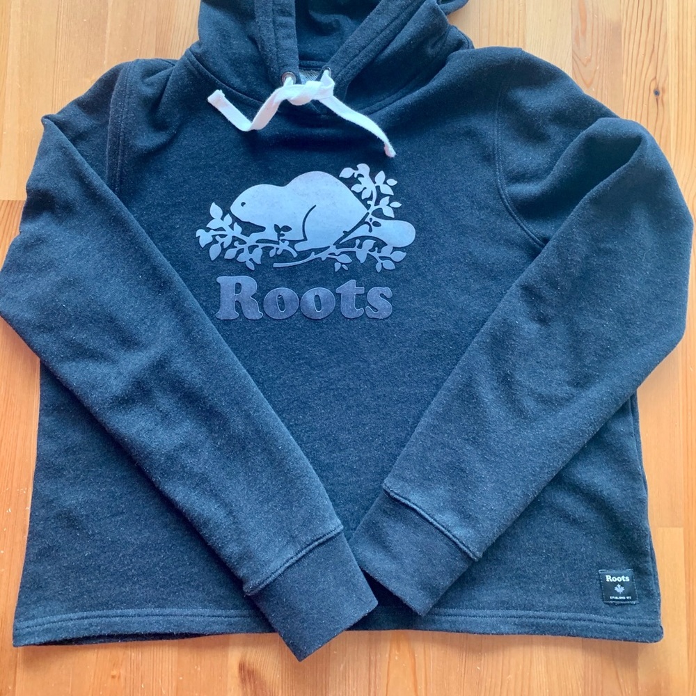 roots | ombré logo dark grey hoodie